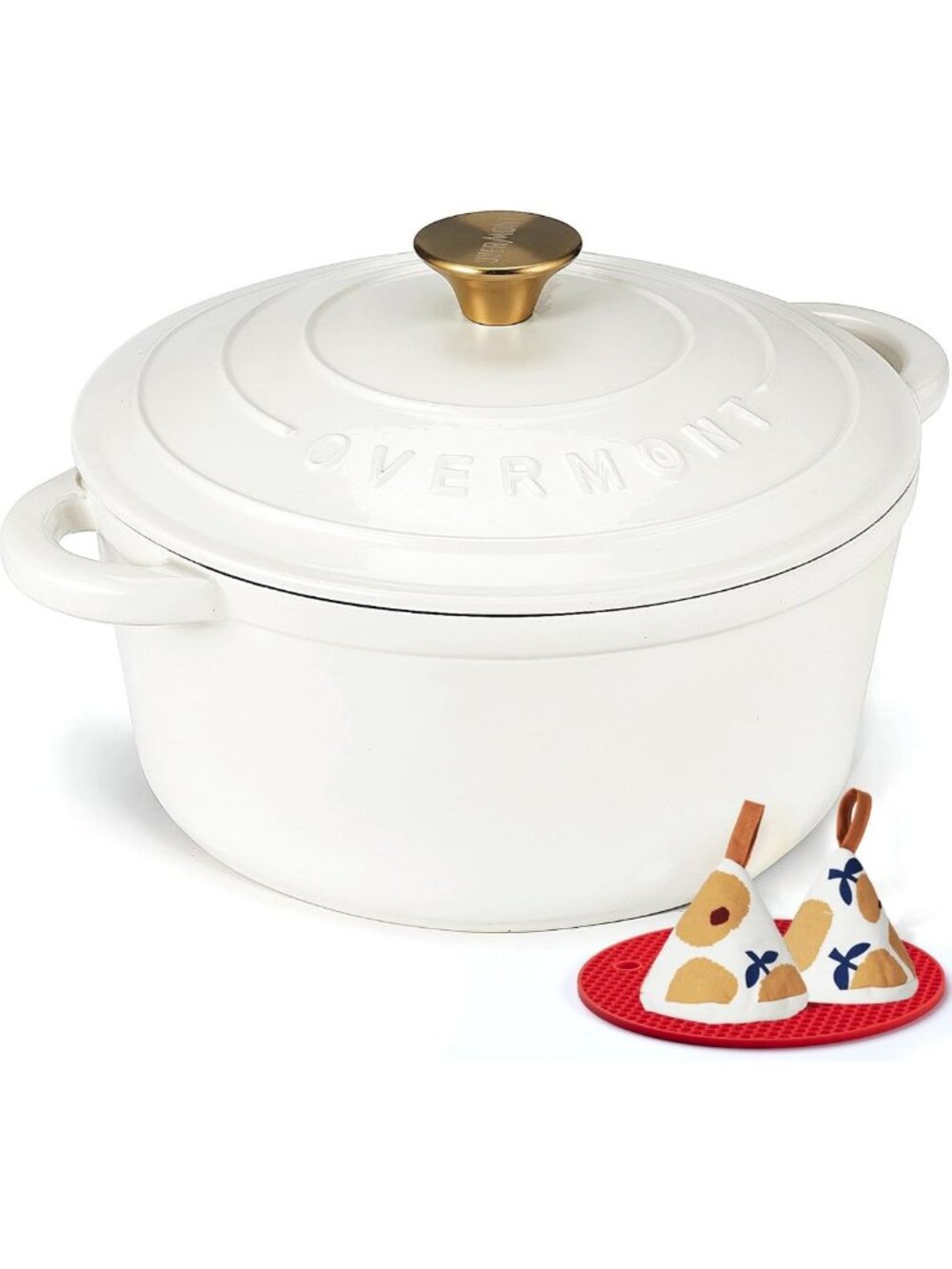 7QT Enameled Cast Iron Dutch Oven with Lid & Potholders - Heavy-Duty Cookware